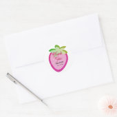 Roze Glitter Sparkling Y2K Aardbei Dank u Ronde Sticker (Envelop)