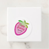 Roze Glitter Sparkling Y2K Aardbei Verjaardag Bedankjes Labels (In situ)