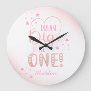Roze glitter Starry Dream Big Little One Heart Grote Klok