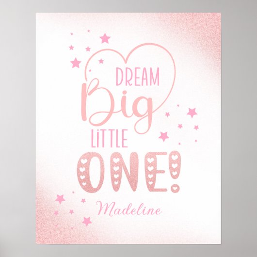 Roze glitter Starry Dream Big Little One Heart Poster (Voorkant)