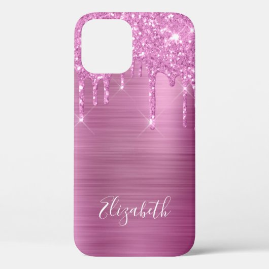 Roze Glitter Stations Monogram Hoesje-Mate iPhone  Case-Mate iPhone Case (Achterkant)