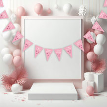 Roze glitter sterren Happy Birthday Bunting Flags