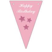Roze glitter sterren Happy Birthday Bunting Flags Vlaggetjes (Tweede vlag)