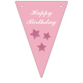 Roze glitter sterren Happy Birthday Bunting Flags Vlaggetjes (Eerste vlag)