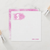 Roze Glitter Stippen Monogram Kaart (Voorkant / Achterkant in situ)