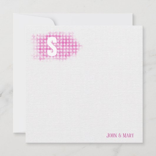 Roze Glitter Stippen Monogram Kaart (Voorkant)