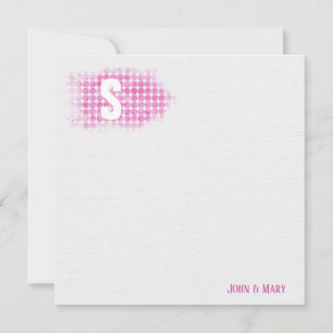 Roze Glitter Stippen Monogram Kaart