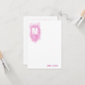 Roze Glitter Stippen Monogram Kaart (Voorkant / Achterkant in situ)