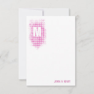 Roze Glitter Stippen Monogram Kaart