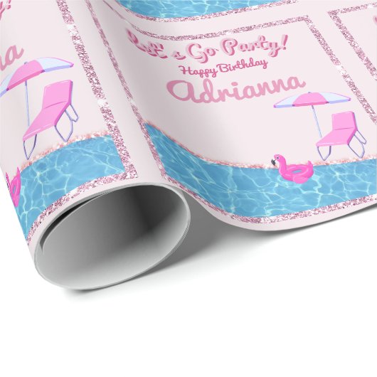 Roze Glitter Strandfeest Cadeaupapier (Rol Hoek)