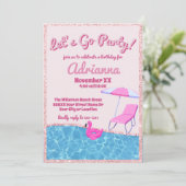Roze Glitter Strandfeest Kaart (Staand voorkant)