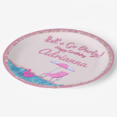 Roze Glitter Strandfeest Papieren Bordje (Gekanteld)