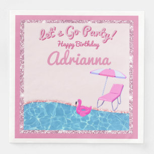 Roze Glitter Strandfeest Servet