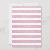 Roze Glitter Streep Bruiloft Bruidsfeest Kaart (Achterkant)