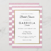 Roze Glitter Streep Bruiloft Bruidsfeest Kaart (Voorkant / Achterkant)