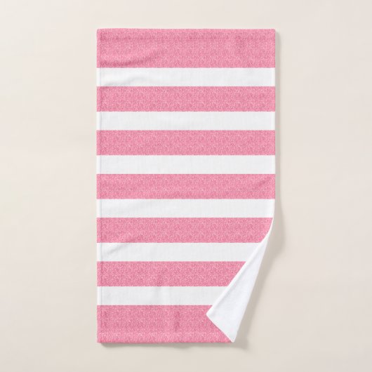 Roze Glitter Strepen Patroon op Wit Bad Handdoek (Handdoek)
