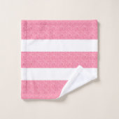 Roze Glitter Strepen Patroon op Wit Bad Handdoek (Wasdoekje)