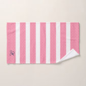 Roze Glitter Strepen Patroon op Wit Bad Handdoek (Handdoek)