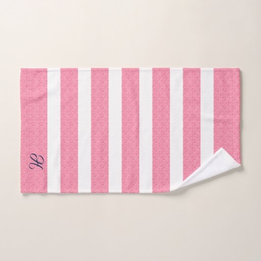 Roze Glitter Strepen Patroon op Wit Bad Handdoek (Handdoek)