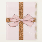 Roze Glitter Strepen & Strik Persoonlijke Planner (Achterkant)