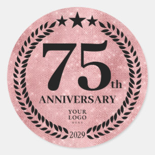 Roze Glitter Style 75e Jubileum Business Logo Ronde Sticker