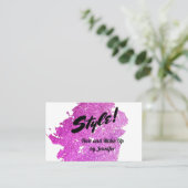 Roze Glitter Stylist, Schoonheid Visitekaartje (Staand voorkant)