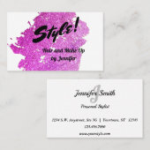 Roze Glitter Stylist, Schoonheid Visitekaartje (Voorkant / Achterkant)