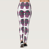 roze glitter suikerschedel leggings (Achterkant)