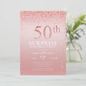 Roze Glitter Surprise 50th Birthday Kaart (Staand voorkant)