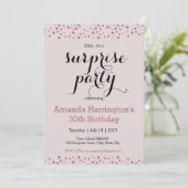 Roze Glitter Surprise Party-uitnodigingen Kaart (Staand voorkant)