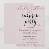 Roze Glitter Surprise Party-uitnodigingen Kaart (Voorkant / Achterkant)