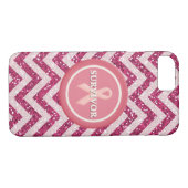 Roze Glitter Survivor Pink Ribbon iPhone Case (Achterkant (Horizontaal))