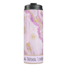 *~* Roze Glitter SWAG Marble QR Thermal Tumbler Thermosbeker