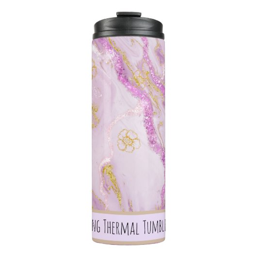 *~* Roze Glitter SWAG Marble QR Thermal Tumbler Thermosbeker (Voorkant)