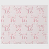 Roze Glitter Sweet 16 Cadeaupapier (Vlak)