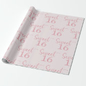 Roze Glitter Sweet 16 Cadeaupapier (Uitgerold)