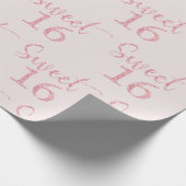 Roze Glitter Sweet 16 Cadeaupapier (Hoek)