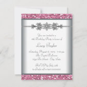 Roze Glitter Sweet 16-feest Kaart (Achterkant)