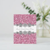 Roze Glitter Sweet 16 Party Kaart (Staand voorkant)