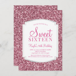  Roze Glitter Sweet 16 Uitnodigingen