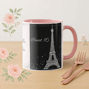 Roze Glitter Sweet 16 Verjaardag Parisian Chic Mok