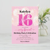 Roze Glitter Sweet 16 Verjaardagsballonnen Modern Kaart (Staand voorkant)
