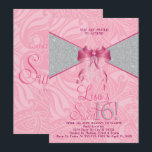 Roze, Glitter Sweet Sixteen-uitvindingen Kaart<br><div class="desc">Sweet Pink! Glitter Sweet Sixteen-uitvindingen. Deze roze met een zilveren zestiende glitteruitnodiging,  die door Metro-Event.comMade voor tieners is ontworpen,  is een fantastische inleiding op uw speciale dag.
De extra coördinerende zoete zestien partijenleveringen zijn beschikbaar bij Metro-Events Zazzle shop en Metro-Event.com.</div>