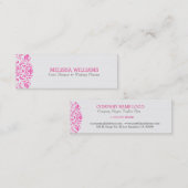 Roze Glitter Swirly Lace Plush White Achtergrond Mini Visitekaartje (Voorkant / Achterkant)