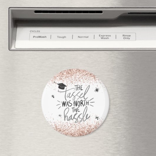 Roze Glitter Tassel Worth of the Hassle Afstuderen Magneet (Insitu (Vaatwasser))