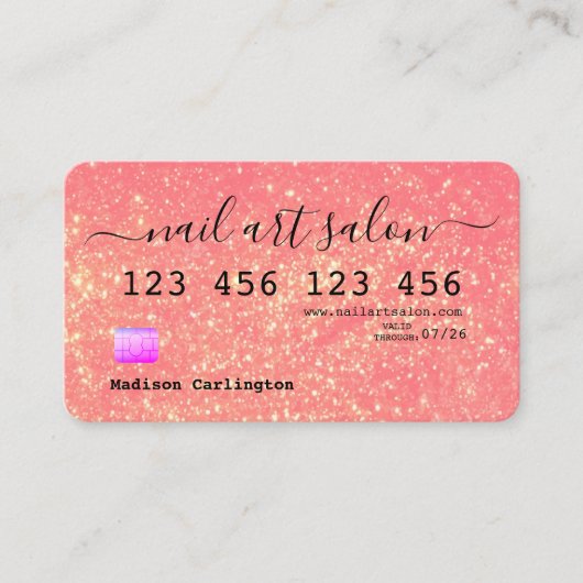 Roze glitter textuur creditcardstijl visitekaartje (Voorkant)