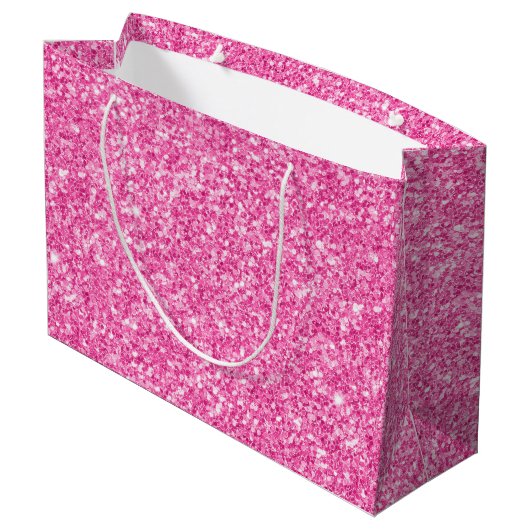 Roze Glitter Textuurprint Large Cadeautasje (Achterkant Gekanteld)
