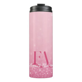 Roze Glitter Thermische Tumbler met Aangepaste Ini Thermosbeker