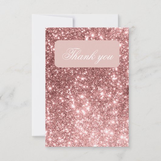 Roze Glitter Tiara Kroon Elegant Quinceañera Bedankkaart (Voorkant)