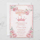 Roze Glitter Tiara Prinses Baby shower Kaart (Voorkant)